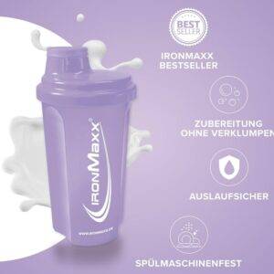 IronMaxx Eiweiß Shaker - Lavender 700ml | Proteinshaker mit Drehverschluss, Sieb & Mess-Skala | auslaufsicher, spülmaschinengeeignet & frei vom Weichmacher BPA & DEHP Polypropylen
