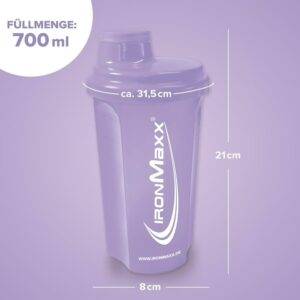 IronMaxx Eiweiß Shaker - Lavender 700ml | Proteinshaker mit Drehverschluss, Sieb & Mess-Skala | auslaufsicher, spülmaschinengeeignet & frei vom Weichmacher BPA & DEHP Polypropylen