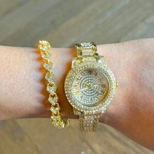 Gold Uhr Glitzer Damen
