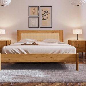 Doppelbett 180cm | Wiener Geflecht | Wildeiche