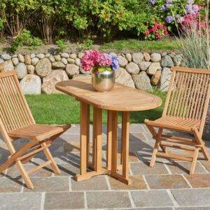 Klapptisch 60-120cm Teak | Balkontisch oval
