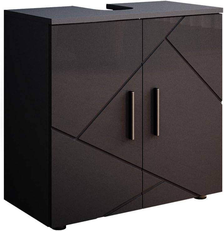 Waschbeckenunterschrank Irma, Anthrazit Hochglanz, 60 x 59 cm – Bild 2