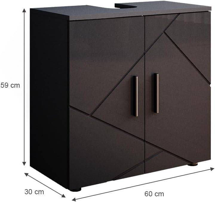 Waschbeckenunterschrank Irma, Anthrazit Hochglanz, 60 x 59 cm – Bild 3