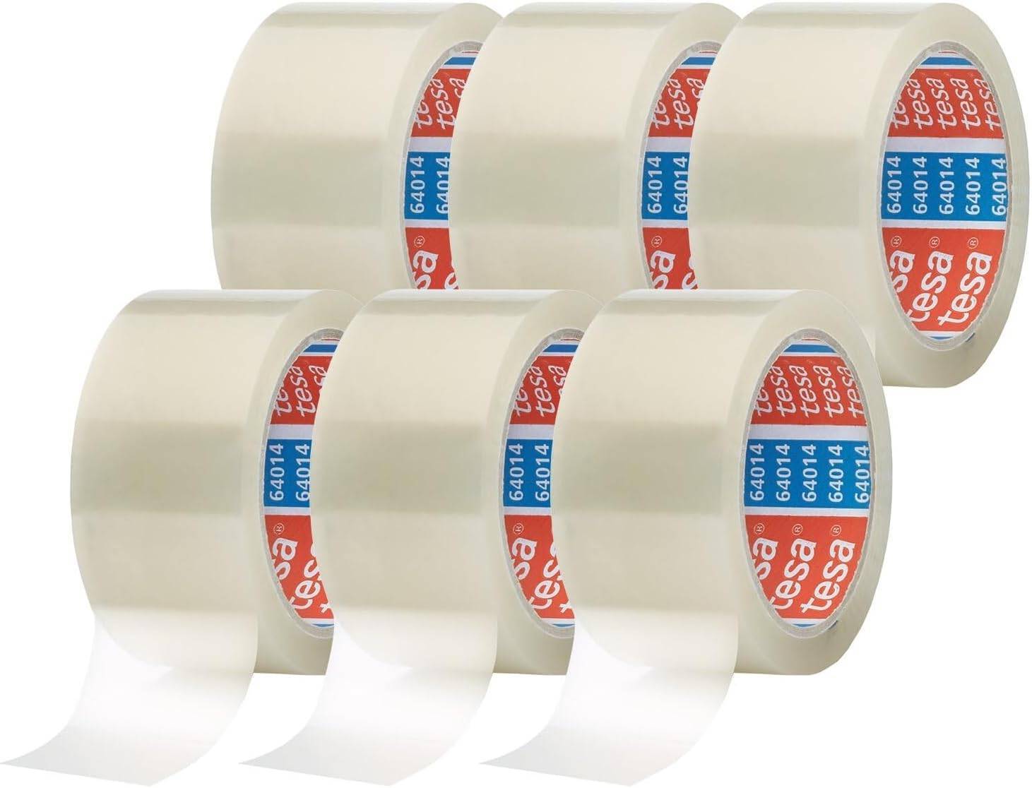 tesapack 64014 im 6er Pack - Geräuscharmes Paketklebeband zum Verpacken von Paketen und Versandschachteln - transparent - 6 Rollen je 66 m – Bild 2
