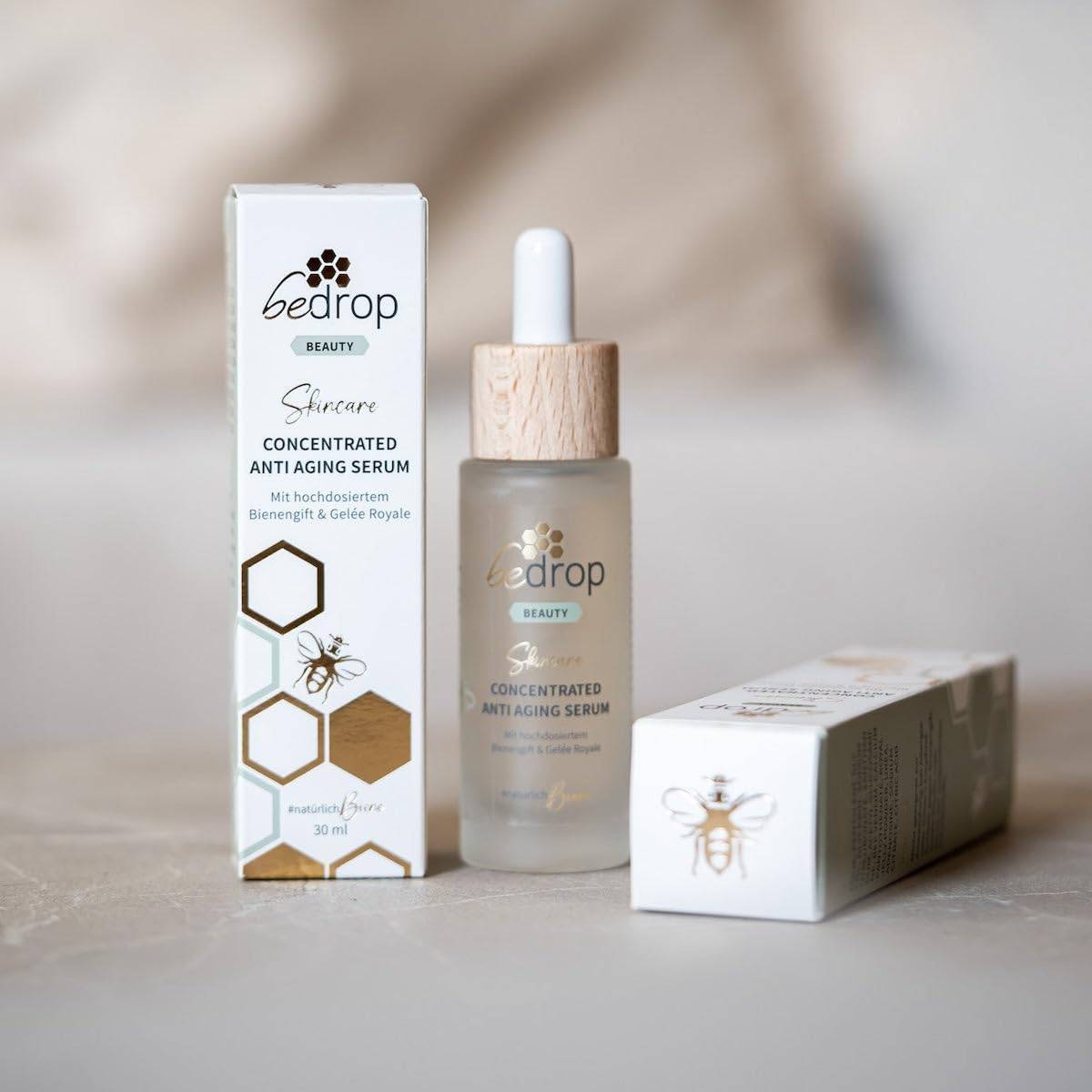 bedrop Concentrated Anti Aging Serum mit straffendem Bienengift, Gelée Royal, Hyaluron & Acetylglucosamin hochdosiert - Reine Imker Qualität ohne Zusatzstoffe 30ml – Bild 4