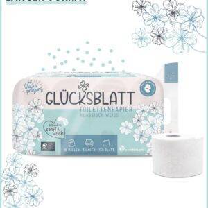 Toilettenpapier KLASSISCH WEISS, 3-lagig, 720 Rollen x 150 Blatt, 100% Zellstoff, weiches Klopapier mit Glücks-Prägung, WC Papier, Palette, Verpackung aus mind. 30% PCR-Anteil