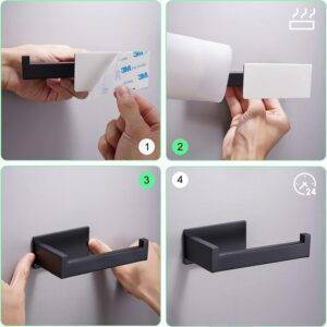 Toilettenpapierhalter ohne Bohren, Selbstklebend Toilettenpapierrollenhalter Edelstahl Klopapierhalter Wc Halter Rollenhalter Klorollenhalter Papierhalter für Küche und Badzimmer, Schwarz