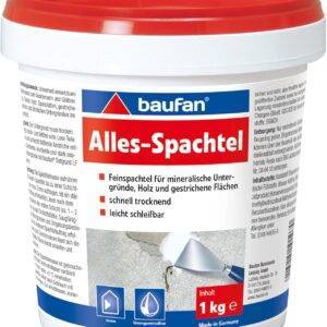 Baufan Alles-Spachtel Weiß 1kg I Zum Ausbessern & Glätten von mineralischen Untergründen wie Putz, Beton I Schnell trocknend & gut schleifbar