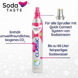 SodaTASTE Quick Classic CO2-Zylinder tauschen 2er-Pack (Refill) für Wassersprudler mit Quick Connect System, für bis zu 120l gesprudeltes Wasser (ACHTUNG: Leerer Zylinder benötigt)