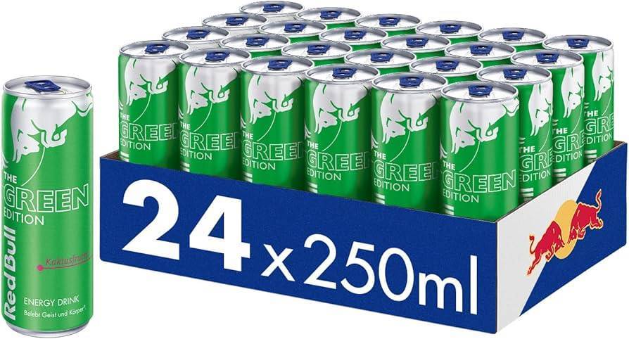 Red Bull Energy Drink Green Edition - 24er Palette Dosen - Getränke mit Kaktusfrucht-Geschmack, EINWEG (24 x 250 ml)