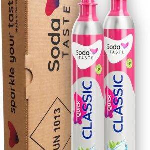 SodaTASTE Quick Classic CO2-Zylinder tauschen 2er-Pack (Refill) für Wassersprudler mit Quick Connect System, für bis zu 120l gesprudeltes Wasser (ACHTUNG: Leerer Zylinder benötigt)