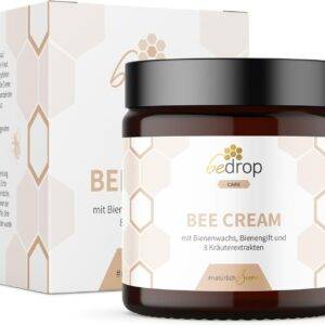 bedrop Bee Cream Bienengiftsalbe hochdosiert (kühlend & wärmend) - Bienengiftcreme mit Bienenwachs & 8 Kräuterextrakten u.a. Aloe Vera, Ringelblume, Eukalyptus und Rosskastanie 100g