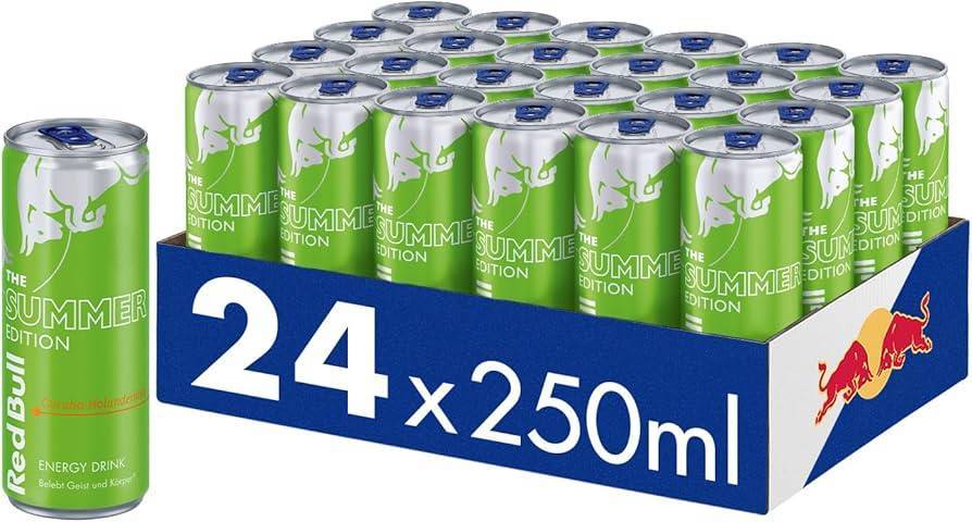 Red Bull Energy Drink Summer Edition 2024 Curuba-Holunderblüte - 24er Palette Dosen Getränke, EINWEG (24 x 250 ml)