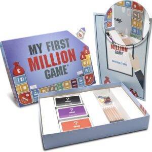 my first million game Gesellschaftsspiele für Erwachsene, Investitionsspiel Brettspiel mit Aktien, Immobilien und Startups, Wissensspiel ab 16 Jahren