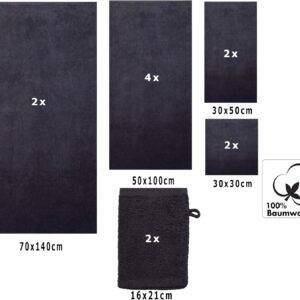 12 TLG. Handtuch Set Berlin 100% Baumwolle 2 Liegetücher 4 Handtücher 2 Gästetücher 2 Seiflappen 2 Waschhandschuhe Farbe Graphit