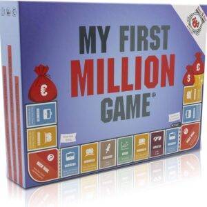 my first million game Gesellschaftsspiele für Erwachsene, Investitionsspiel Brettspiel mit Aktien, Immobilien und Startups, Wissensspiel ab 16 Jahren