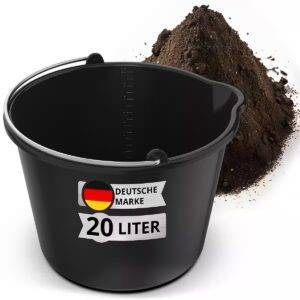 Baueimer 20L Eimer mit Ausguss Tülle Skala Baueimer Wassereimer Mörteleimer (Kunststoffeimer Kübel mit Ausguss für Zement und Mörtel, 1-tlg., Stabiler