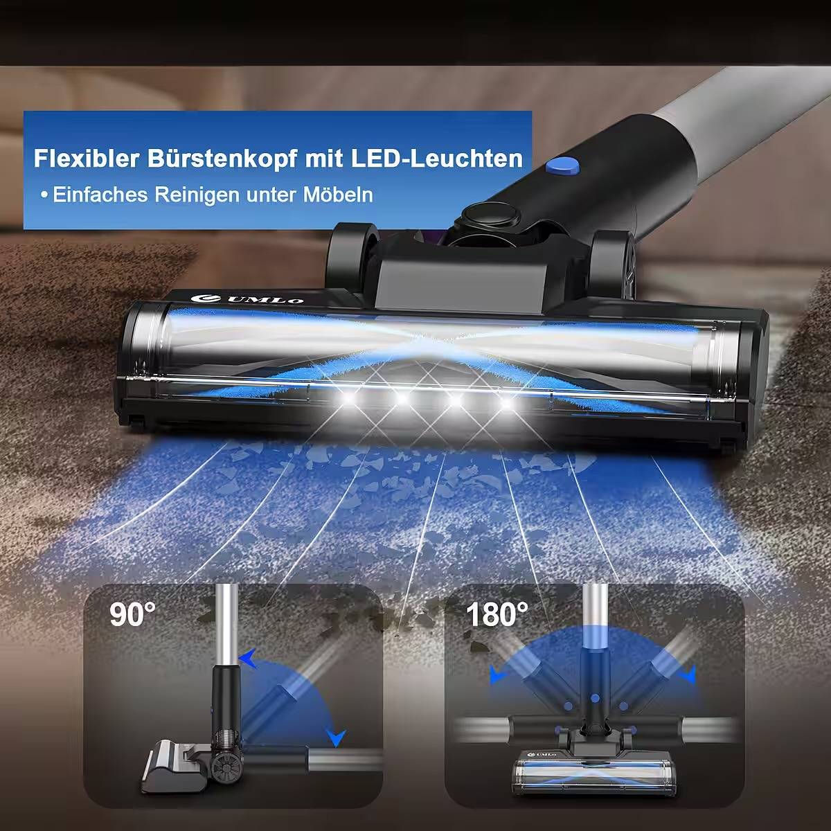 Akku-Handstaubsauger Staubsauger,Akku Staubsauger,Staubsauger Kabellos 33KPa,55 Min Stielstaubsauger für Tierhaare,Teppich und Hartböden – Bild 5