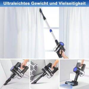 Akku-Handstaubsauger Staubsauger,Akku Staubsauger,Staubsauger Kabellos 33KPa,55 Min Stielstaubsauger für Tierhaare,Teppich und Hartböden