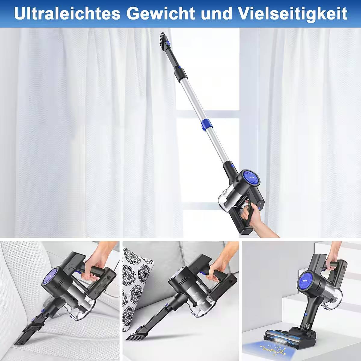 Akku-Handstaubsauger Staubsauger,Akku Staubsauger,Staubsauger Kabellos 33KPa,55 Min Stielstaubsauger für Tierhaare,Teppich und Hartböden – Bild 4