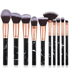 Pinselset Makeup Start Makers 10 Stück Professionelle Make Up Pinsel Set Schwarzer Marmor Kosmetik Pinselset Puder Foundation Lidschatten Concealer Eyeshadow Schmink Pinsel