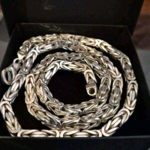 SILBERKETTE 925 Königskette 4 Kant - 65 cm Länge - 132 gramm - 925 Silber - 6mm