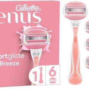Gillette Venus ComfortGlide Spa Breeze Damenrasierer, 6 Ersatzklingen, rutschfestes, ergonomisches Handstück
