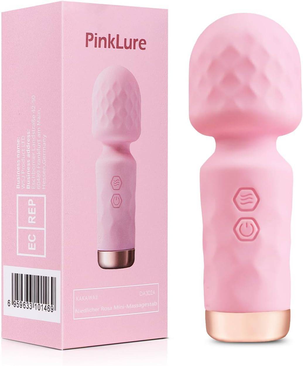 Mini Starke Massagestab, Silikon Massagegerät mit 10 Vibrationsmodi, Wasserdichte Wiederaufladbare Tragbare Klein Vibrations Massager, Leises Kabelloser Handmassagegerät, Geschenk für Frauen Rosa