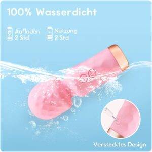 Mini Starke Massagestab, Silikon Massagegerät mit 10 Vibrationsmodi, Wasserdichte Wiederaufladbare Tragbare Klein Vibrations Massager, Leises Kabelloser Handmassagegerät, Geschenk für Frauen Rosa