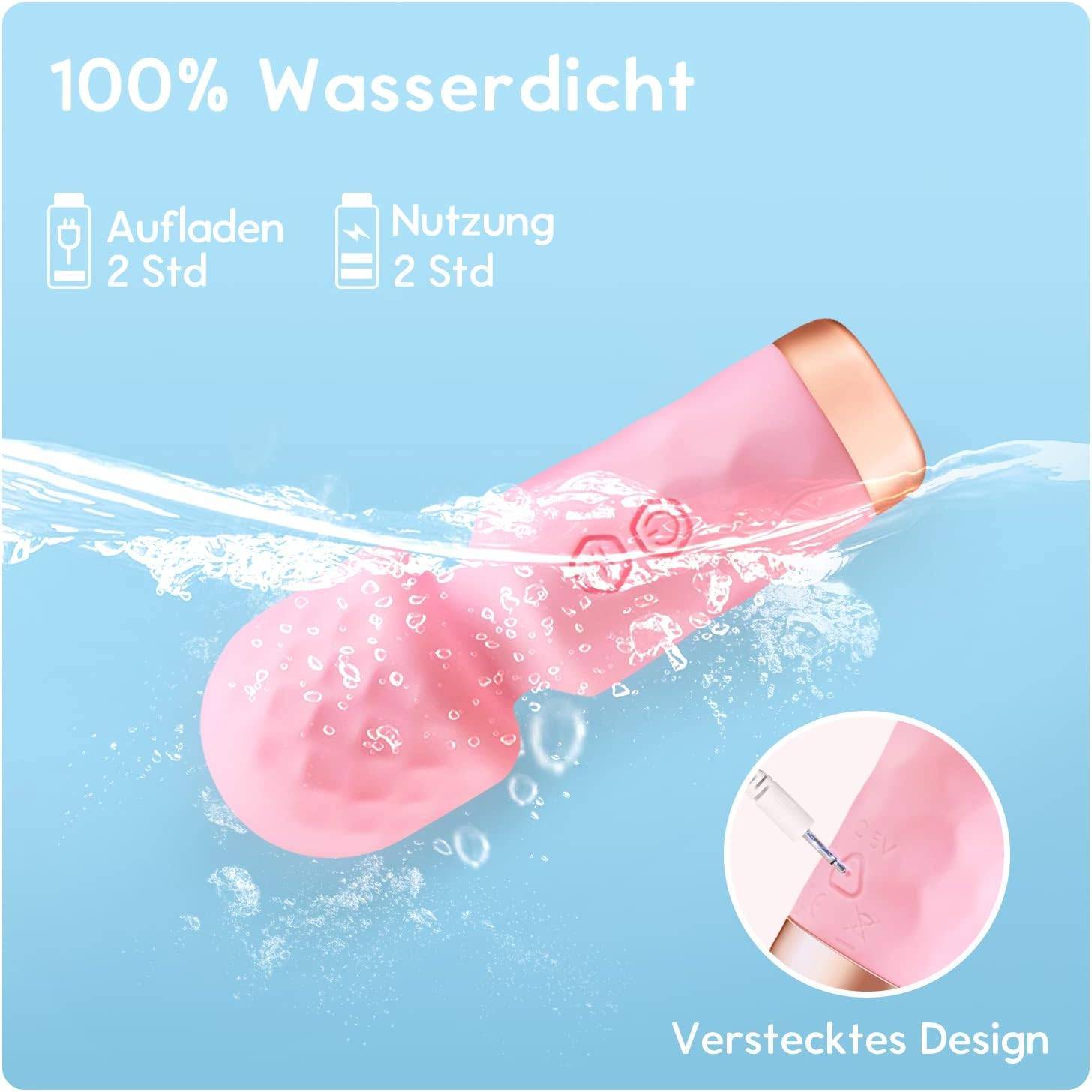 Mini Starke Massagestab, Silikon Massagegerät mit 10 Vibrationsmodi, Wasserdichte Wiederaufladbare Tragbare Klein Vibrations Massager, Leises Kabelloser Handmassagegerät, Geschenk für Frauen Rosa – Bild 2