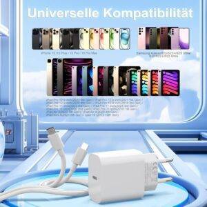 USB C Ladegerät,USB C Kabel [Apple MFi Zertifiziert] iPhone ladekabel für iPhone 16/15 Pro Max 15/16 Plus iPad Netzteil Schnellladegerät Stecker Schnellladekabel USB c Power Adapter (weiß, 2pack)