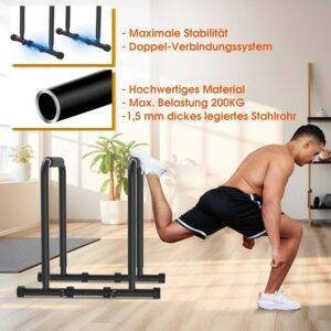 DH FitLife Dip Barren Bars | Dip Station | Kraftstation Fitnessgerät für Zuhause | Parallettes Calisthenics Training Equipment | Krafttraining 80-100 cm individuell verstellba