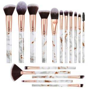 Pinselset Makeup - 16 Stück Professionelle Pinsel Set Marmor Gesicht Make Up Pudercreme Puder Foundation Lidschatten Concealer Eyeshadow Schmink Pinsel Mit Schminktasche