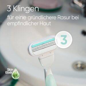 Gillette Venus Smooth Sensitive Rasierer Damen, Damenrasierer + 2 Rasierklingen