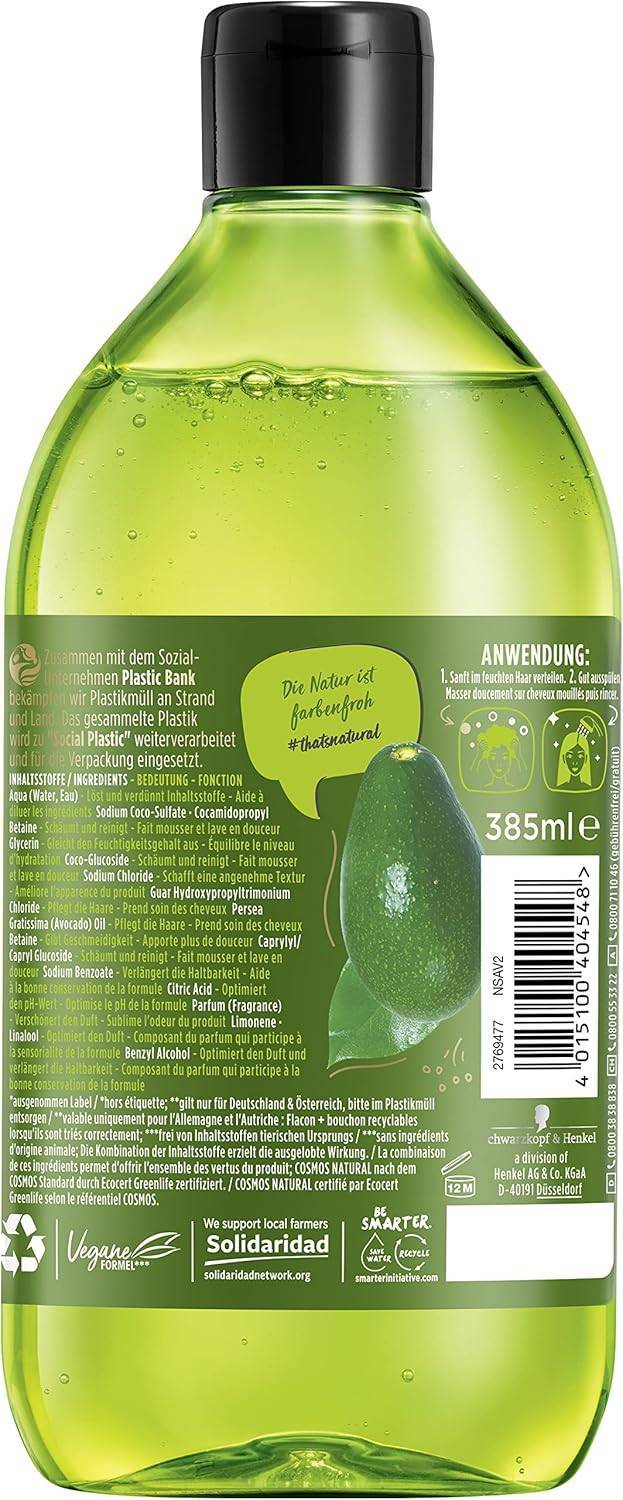 Nature Box Shampoo Reparatur (385 ml), Shampoo für strapaziertes Haar mit kaltgepresstem Avocado-Öl, Haarshampoo für Schutz vor Spliss, Flasche aus 100 % recyceltem Social Plastic – Bild 2