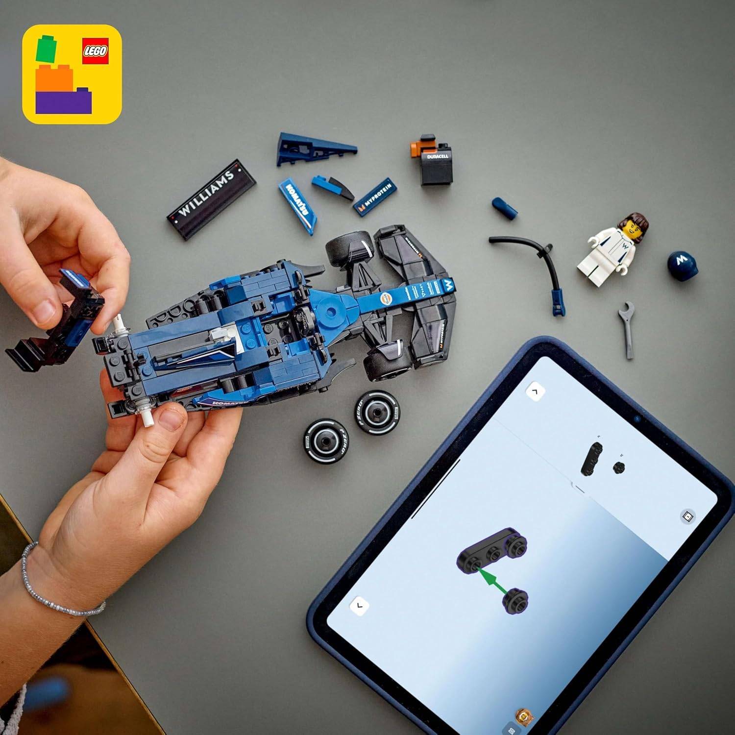 LEGO Speed Champions Williams Racing FW46 F1 Rennauto, Vatertagsgeschenk für Papa, Spielzeugauto mit Minifigur, Spielzeug Automodell für Männer 77249 – Bild 2