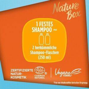 Nature Box festes Shampoo Feuchtigkeit (85 g), festes Haarshampoo mit Kokosnussöl spendet den Haaren Feuchtigkeit bis in die Tiefe, Haarpflege-Shampoo in recycelbarer Verpackung