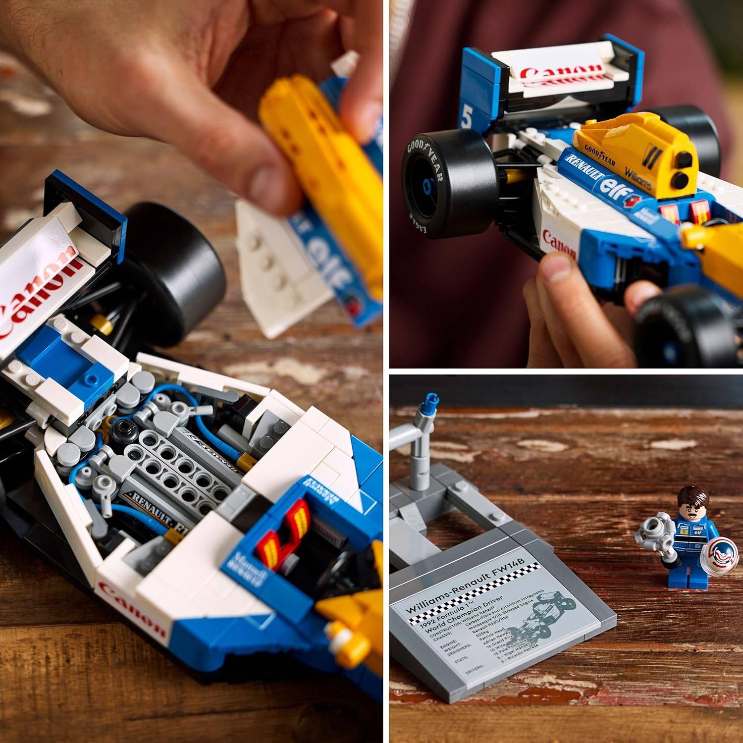 LEGO Icons Williams Racing FW14B mit Nigel Mansell - F1 Modellauto Set mit Rennfahrer Minifigur zum Sammeln - Schreibtischdeko mit Ständer - Geschenk für Erwachsene & Jugendliche Motorsportfans 10353 – Bild 2