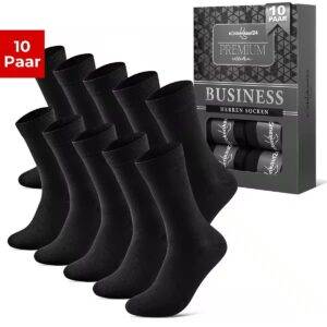 Businesssocken 10 Paar Herren Socken Premium Business Socken atmungsaktive Baumwolle mit Komfortbund & ohne Naht, verpackt in einer edlen Box - 43-46