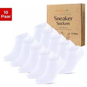 SOCKENKAUF24 Sneakersocken 10 Paar Premium Sneaker Socken Herren & Damen aus (Weiß, 39-42) gekämmter Baumwolle ohne drückende Naht (Exclusive Line) - 70102T WP