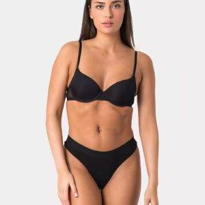 ELSIE String Unterhosen Damen String Tanga Damen aus 95% Baumwolle mit Stretch (Packung, 5-St., 5er-Pack / 2x Schwarz 2x Beige 1x Rosa) Bequeme Unterwäsche Frauen Slip Damen