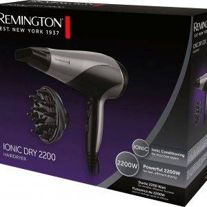 REMINGTON Ionic-Haartrockner Ionic Dry 2200 D3190S 2200 W, Schnelles, effizientes Styling, Ionenpflege, Stylingdüse & Diffusor