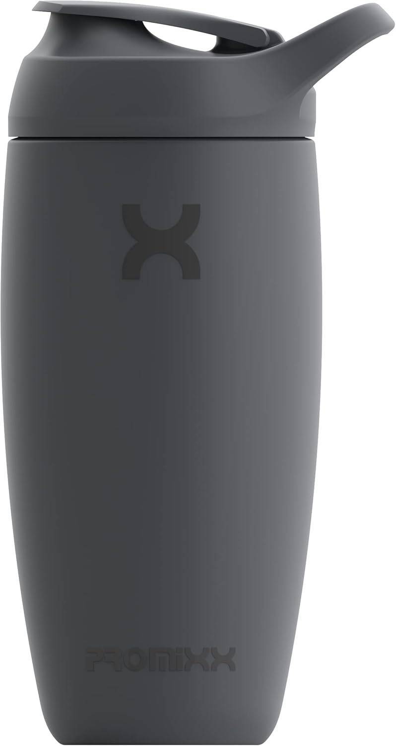Eiweiß Shaker Flasche Neue Edition – Isolierte Edelstahl-Wasserflasche und Mixerbecher, 550ml, Graphitgrau