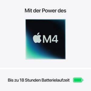 Apple MacBook Air (13", Apple M4 Chip mit 10‑Core CPU und 8‑Core GPU, 16GB Gemeinsamer Arbeitsspeicher, 256 GB) - Silber