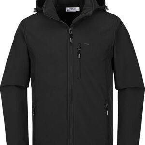 33,000ft Softshelljacke für Herren Wasserdicht Winterjacke Winddicht Warme Fleece Gefüttert Windbreaker Funktionsjacke Outdoorjacke für Wandern Fahrrad Camping