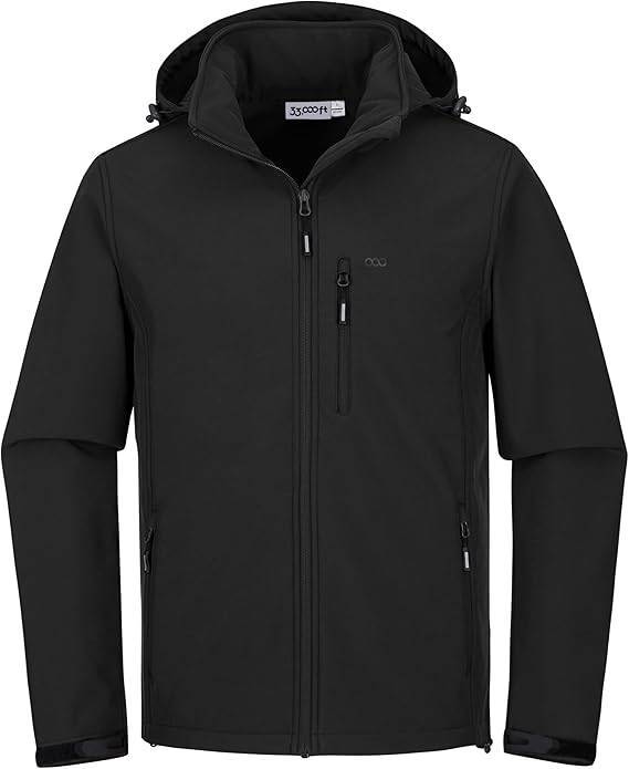 33,000ft Softshelljacke für Herren Wasserdicht Winterjacke Winddicht Warme Fleece Gefüttert Windbreaker Funktionsjacke Outdoorjacke für Wandern Fahrrad Camping – Bild 2