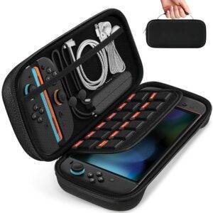Tasche Kompatibel mit Nintendo Switch 2 Modell 2025 , Portable Protective Hard Shell Tragetasche Hülle mit Speicherplatz für 12 Spiele, und anderes Zubehör (7.9")