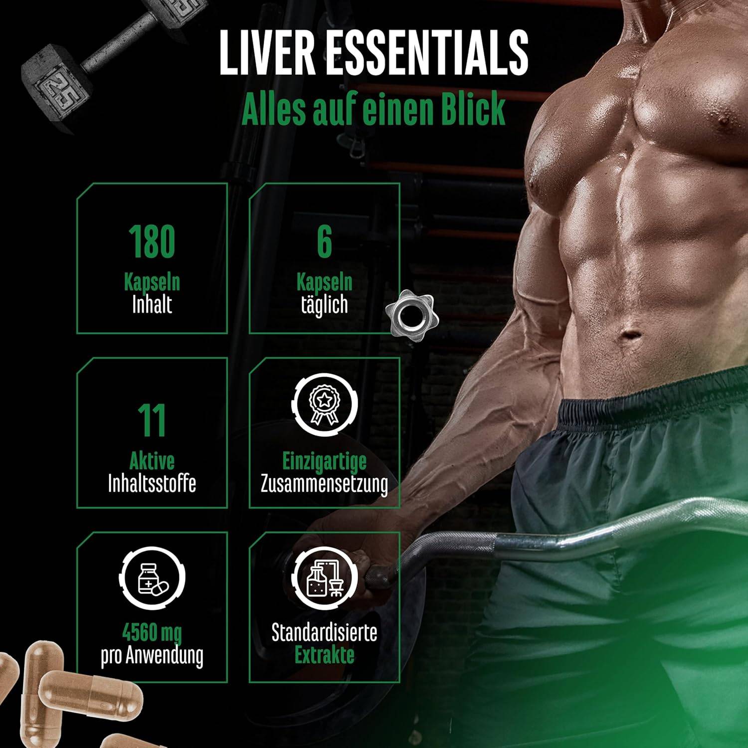 Liver Essentials - 180 Kapseln - Hochdosierter Leber Komplex mit Mariendistel, Cholin, NAC, Artischocken, Löwenzahn, Schizandra, Ingwerextrakt, Indol-3-Carbinol, Desmodium, Rutin - Vegan – Bild 2