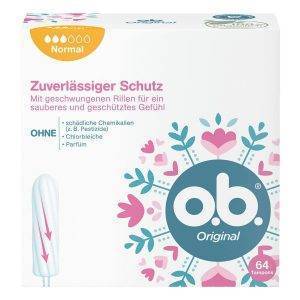 O.B. Tampons Original Normal normal Gr., 64 Stück mit geschwungenen Rillen
