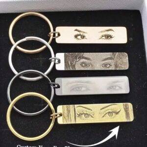 ???? Individuell gravierter Foto-Schlüsselanhänger mit Auge ????️ – Ein stylischer Begleiter mit Bedeutung!